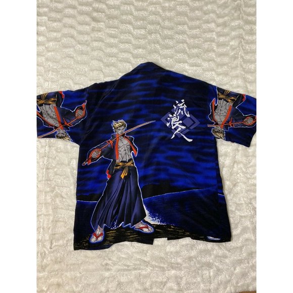 Mecca Clothing Company Size XXL Blue Shirt  Samurai Graphic Big And Tall - Picture 5 of 8